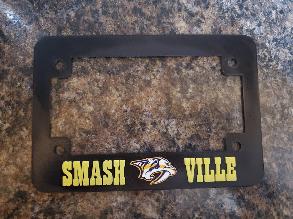 Smashville Predators Motorcycle License Plate Frame – 3D Printed Two-Color