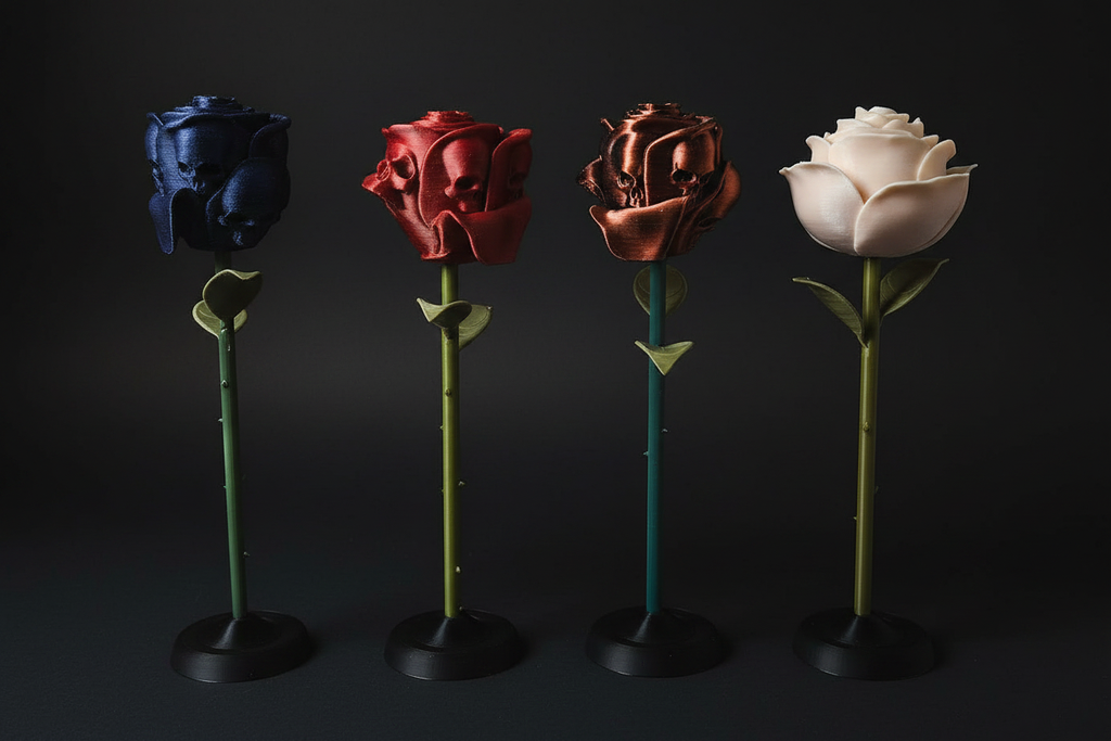 3D Printed Skull Roses – Color Variety