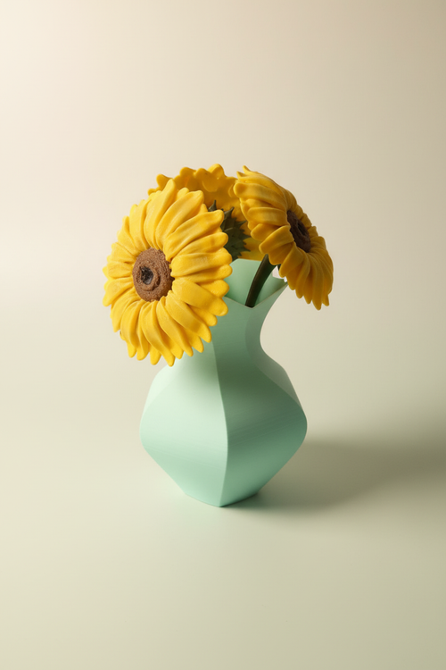3D Printed Vase with Sunflowers