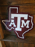 Texas A&M Metal Sign – Two-Layer State Shape